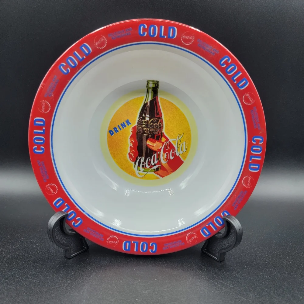 Coca-Cola Plastic Bowl Made by Gibson White Red Blue Rare